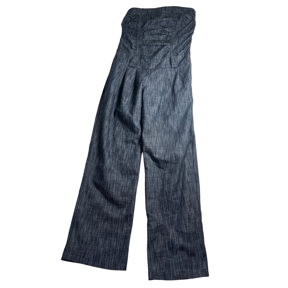 Women's Denim Look Strapless Wide Leg Jumpsuit Style 5672 wide‎ leg boho Y2K
